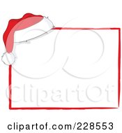 Poster, Art Print Of Santa Hat On The Corner Of A White Sign With Red Trim