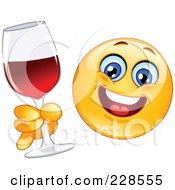 Poster, Art Print Of Happy Emoticon Holding A Glass Of Red Wine