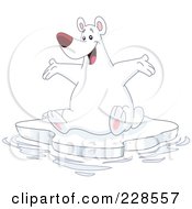 Poster, Art Print Of Happy Polar Bear Sitting On An Iceberg And Holding His Arms Out