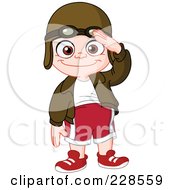 Royalty Free RF Clipart Illustration Of A Cute Pilot Boy Saluting