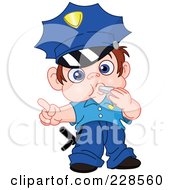 Little Police Boy Blowing A Whistle