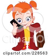 Red Haired Girl Dressed Up As A Businesswoman And Using A Cell Phone