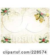 Poster, Art Print Of Christmas Background Border Of Swirls With Holly And Bells