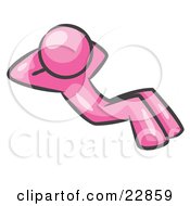 Clipart Illustration Of A Pink Man Doing Sit Ups While Strength Training by Leo Blanchette