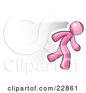 Clipart Illustration Of A Speedy Pink Business Man Running by Leo Blanchette