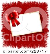 Poster, Art Print Of Red Bow Over A Blank Tag On Red Fleur De Lys And White Grunge Borders