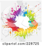 Poster, Art Print Of Rainbow Colored Splatter With White Copyspace On Off White