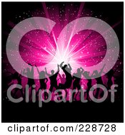 Poster, Art Print Of Background Of Silhouetted Dancers Against A Pink Burst