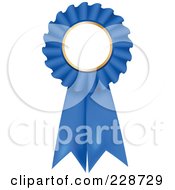 Royalty Free RF Clipart Illustration Of A Blue 3d Rosette Ribbon Award With Copyspace