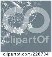 Royalty Free RF Clipart Illustration Of An Ornate White Floral Vine Over Gray