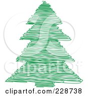Poster, Art Print Of Green Scribble Styled Christmas Tree - 6