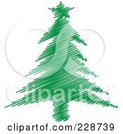 Poster, Art Print Of Green Scribble Styled Christmas Tree - 8