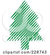 Poster, Art Print Of Green Scribble Styled Christmas Tree - 2