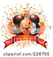 Halloween Balloons And A Blank Banner