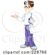 Royalty Free RF Clipart Illustration Of A Friendly Young Male Doctor Gesturing by Pushkin