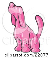 Clipart Illustration Of A Pink Tick Hound Dog Howling Or Sniffing The Air by Leo Blanchette