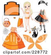 Poster, Art Print Of Halloween Girl With Costumes And Items