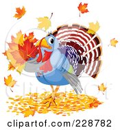 Poster, Art Print Of Turkey Bird With Autumn Leaves