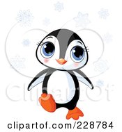 Poster, Art Print Of Cute Baby Penguin With Snowflakes