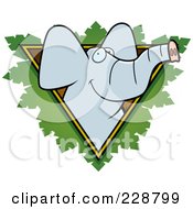 Poster, Art Print Of Elephant Face Over A Safari Triangle With Leaves