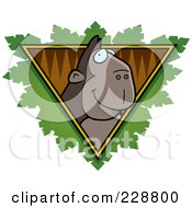 Poster, Art Print Of Ape Face Over A Safari Triangle With Leaves