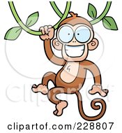 Poster, Art Print Of Happy Monkey Swinging On A Vine
