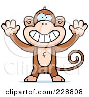 Royalty Free RF Clipart Illustration Of A Monkey Holding His Hands Up