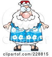Royalty Free RF Clipart Illustration Of A Chubby Santa In A Hawaiian Shirt by Cory Thoman #COLLC228815-0121