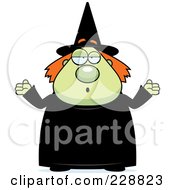 Royalty Free RF Clipart Illustration Of A Careless Green Witch Shrugging