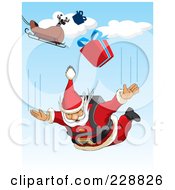 Poster, Art Print Of Santa Sky Diving From His Sleigh