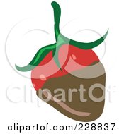 Royalty Free RF Clipart Illustration Of A Strawberry Dipped In Chocolate