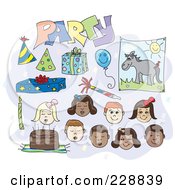 Digital Collage Of Birthday Children And Items