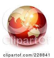 Poster, Art Print Of 3d Red And Gold Shiny Earth Featuring Asia And Australia