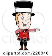 Royalty Free RF Clipart Illustration Of A Blond Circus Man Wearing A Hat And Presenting by Cory Thoman