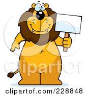 Poster, Art Print Of Lion Standing And Holding A Sign