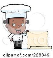 Poster, Art Print Of Black Female Toddler Chef Holding A Blank Menu