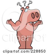 Royalty Free RF Clipart Illustration Of A Confused Hippo Shrugging