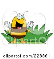 Royalty Free RF Clipart Illustration Of A Happy Bee By Grass