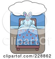Poster, Art Print Of Happy Rabbit Dreaming In Bed
