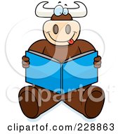Royalty Free RF Clipart Illustration Of A Bull Sitting And Reading