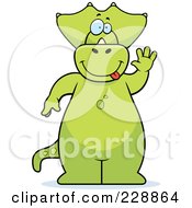 Royalty Free RF Clipart Illustration Of A Triceratops Standing And Waving