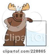 Poster, Art Print Of Moose Leaning On A Blank Sign