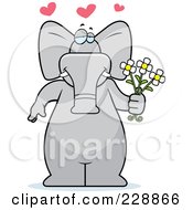Elephant Standing With Flowers