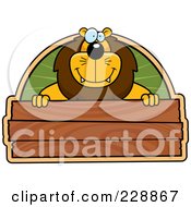 Poster, Art Print Of Lion Above A Blank Wooden Sign