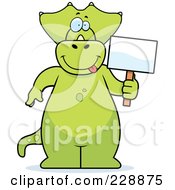 Poster, Art Print Of Triceratops Standing And Holding A Sign