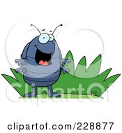 Happy Pillbug By Grass