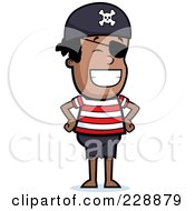 Royalty Free RF Clipart Illustration Of A Black Pirate Boy Grinning