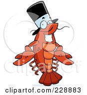 Royalty Free RF Clipart Illustration Of A Happy Crawfish Wearing A Top Hat by Cory Thoman