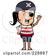 Royalty Free RF Clipart Illustration Of A Pirate Girl Waving