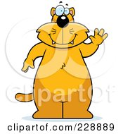 Poster, Art Print Of Chubby Ginger Cat Standing And Waving